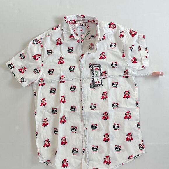 NWT Denim & Flower Santa Gamer Button Down Short Sleeve Christmas Shirt Size M - Picture 11 of 13